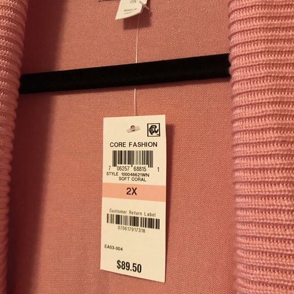 NEW Charter Club Plus Coral Open Cardigan Sweater - Picture 3 of 6